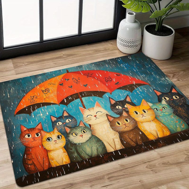Home Decor Under 1000 - VIKAMA 비오는 날 우산을 쓴 고양이