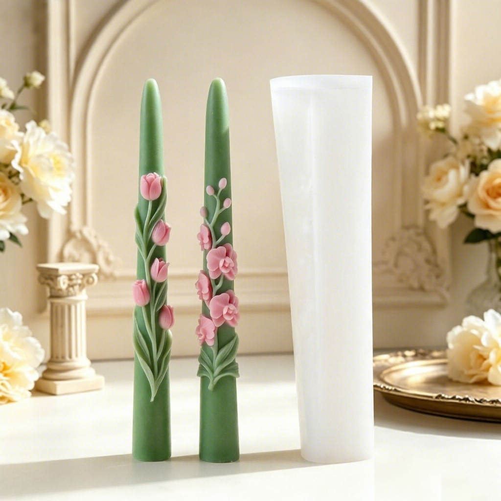 Home Decor Tulip - 긴 막대 꽃 모양 테이퍼 양초
