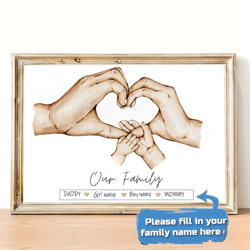 Home Decor Wall Pictures - 맞춤형 가족 이름 캔버스 그림 미니멀리스트