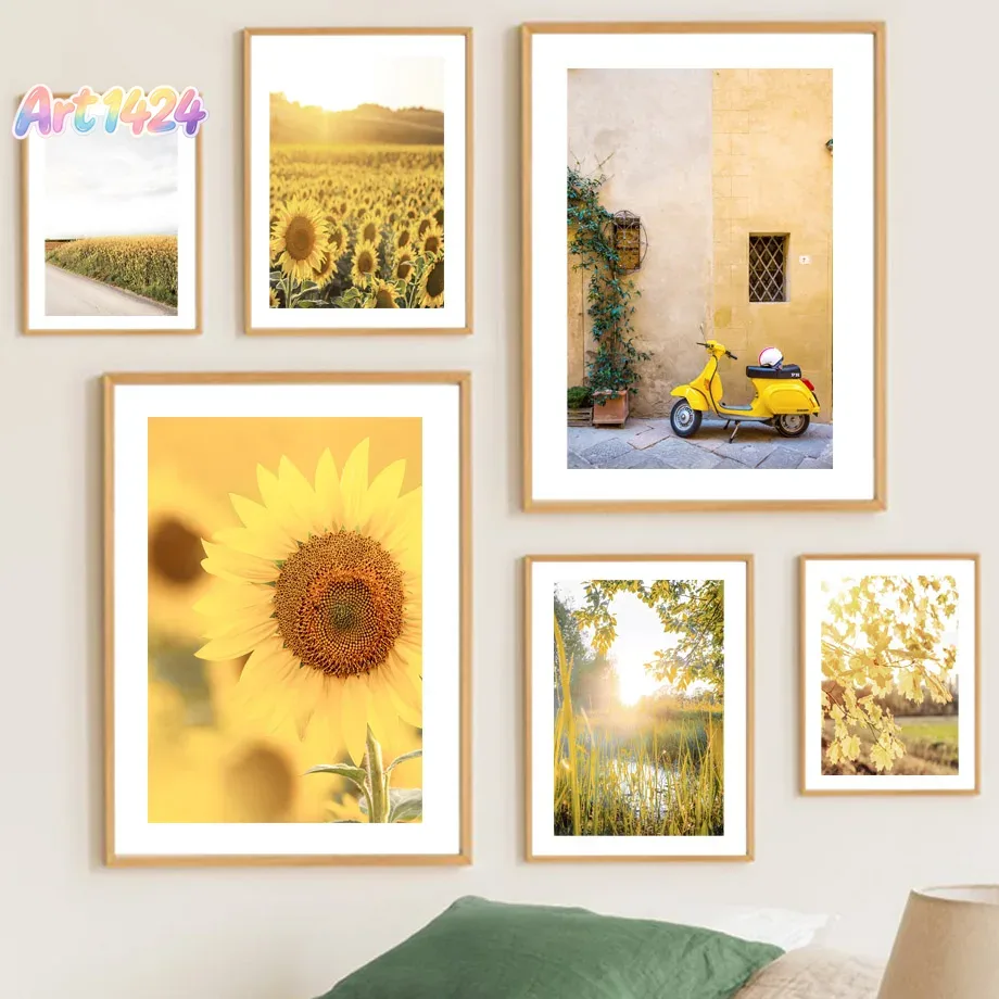 Home Decor Yellow - 해바라기 풍차 농가 시골 노란 벽