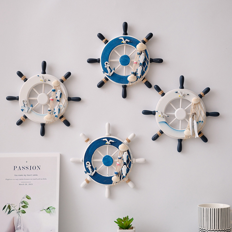 Home Decor Nautical - 지중해 스타일 나무 배방향타 홈데코 벽걸이