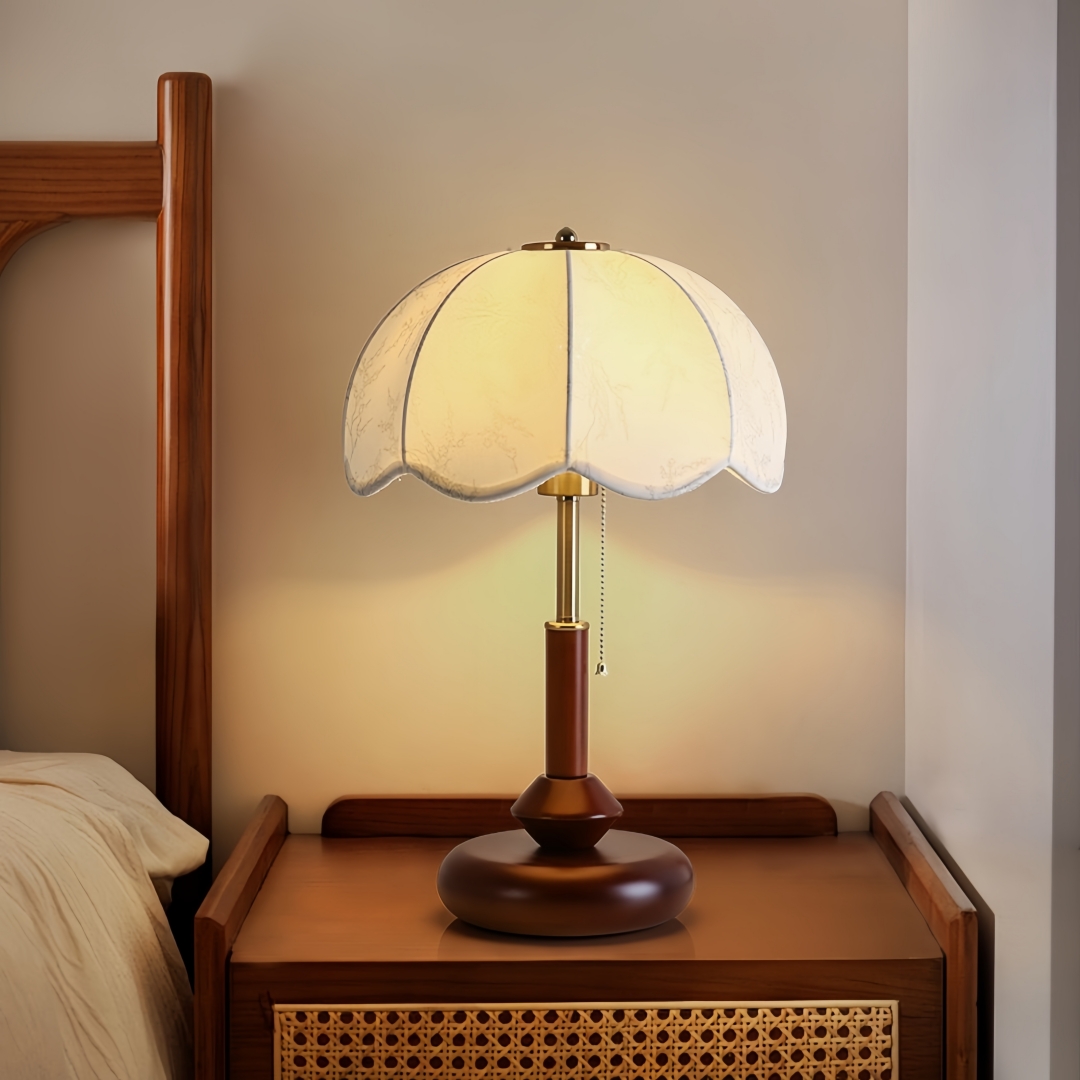 Home Decor Lamp - 빈티지 스캘럽 돔 테이블 램프, 침실