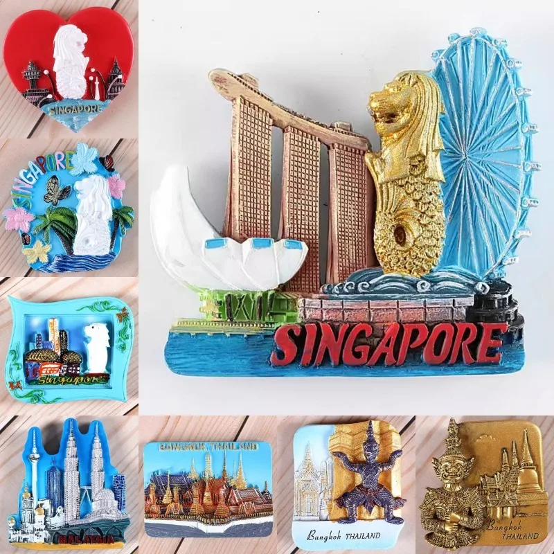 Home Decor Malaysia - 싱가포르 여행 기념품 머라이언 냉장고 스티커,