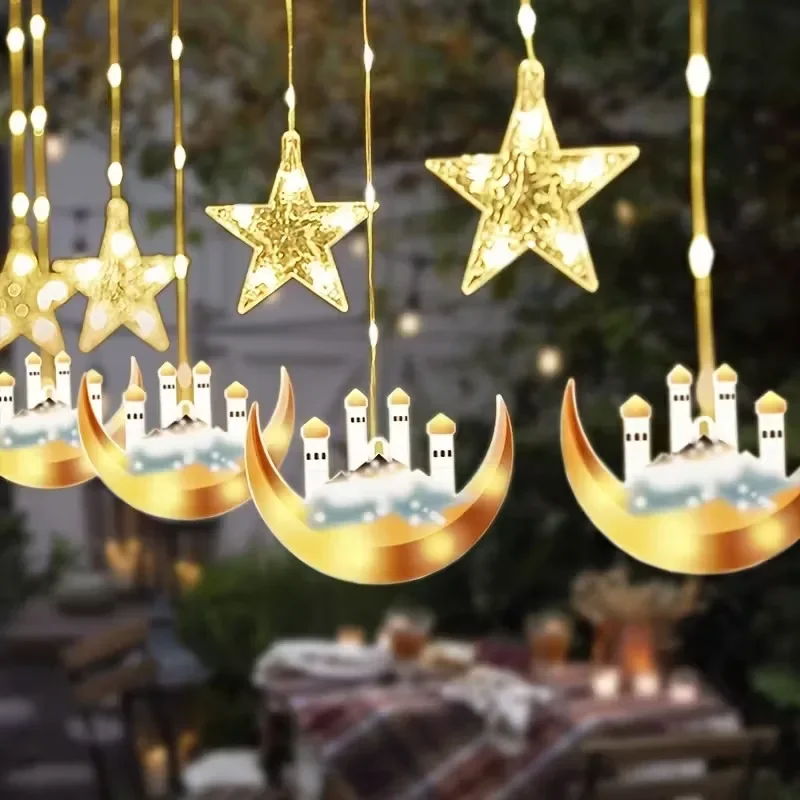 String Curtain Light - LED 달과 별 창문 커튼 조명