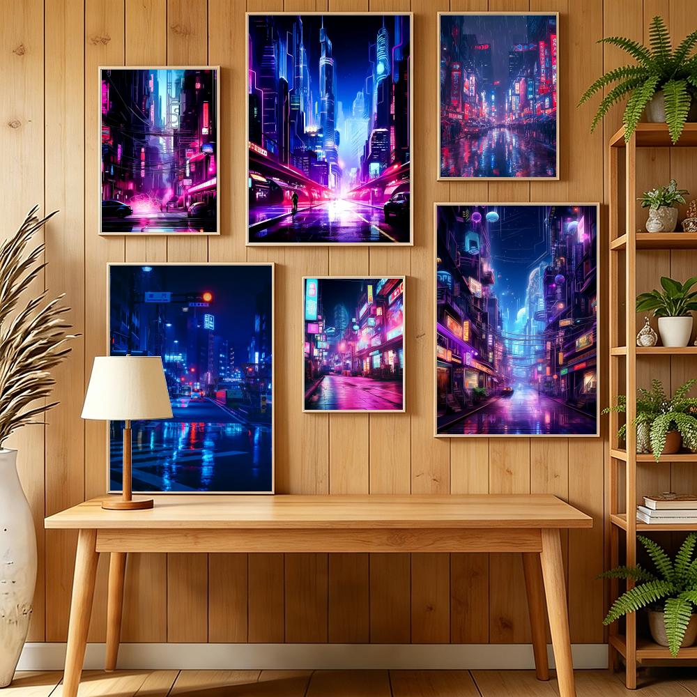 Home Decor Tokyo - 도쿄 네온 미래지향적 도시 거리 포스터