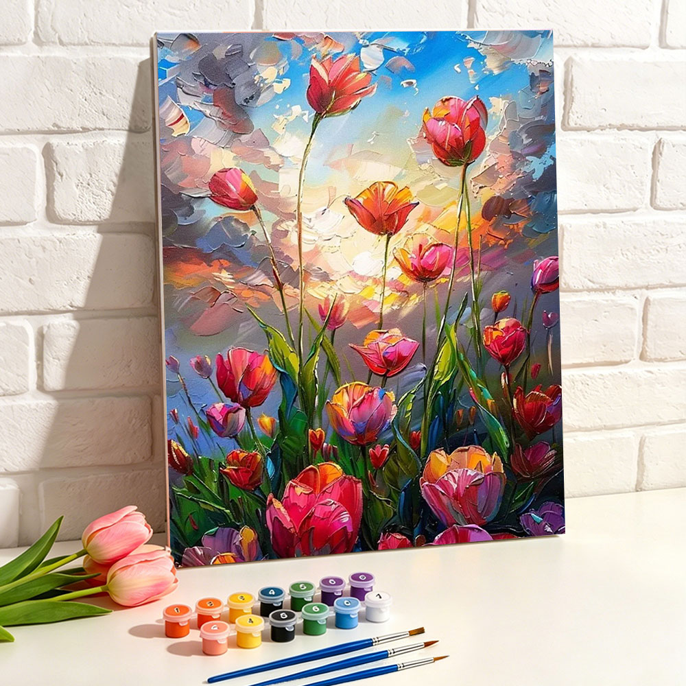 Home Decor Tulip - 숫자로 그리는 유화 튤립 꽃 그림