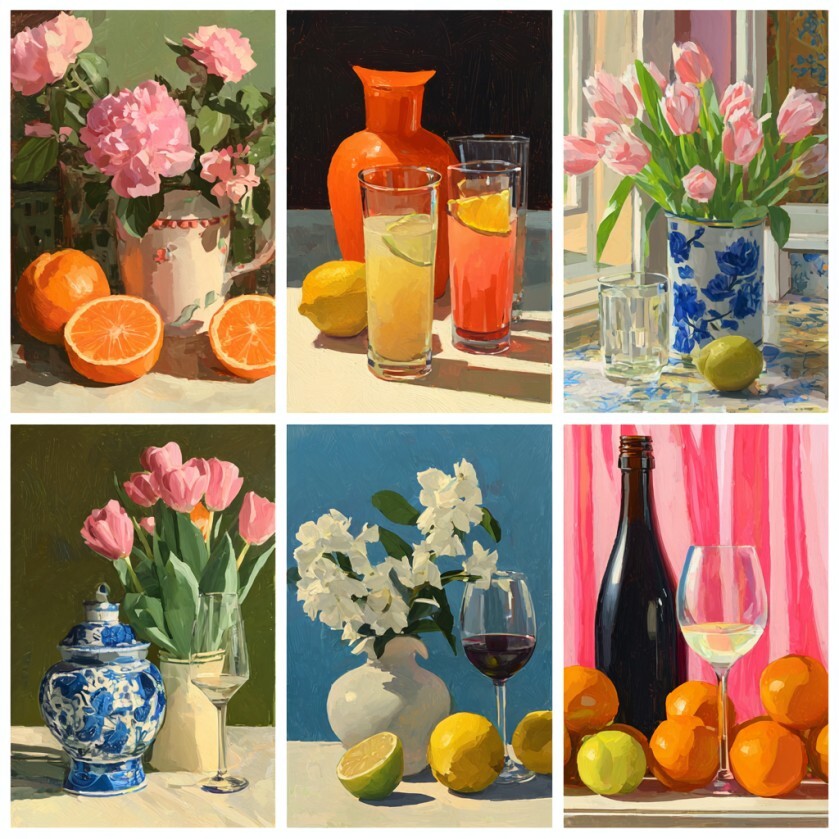 Home Decor Tulip - 6개입 튤립 모란 꽃병 감귤 와인잔