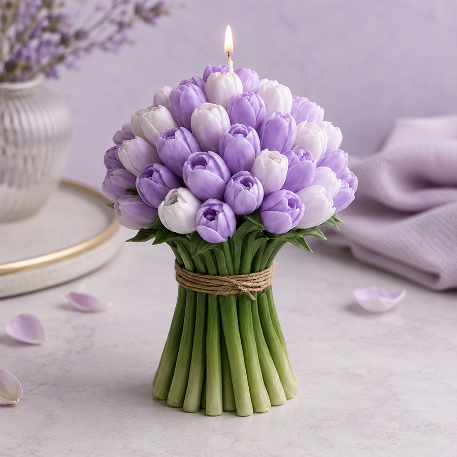 Home Decor Tulip - 실제와 같은 3D 튤립 꽃다발 실리콘