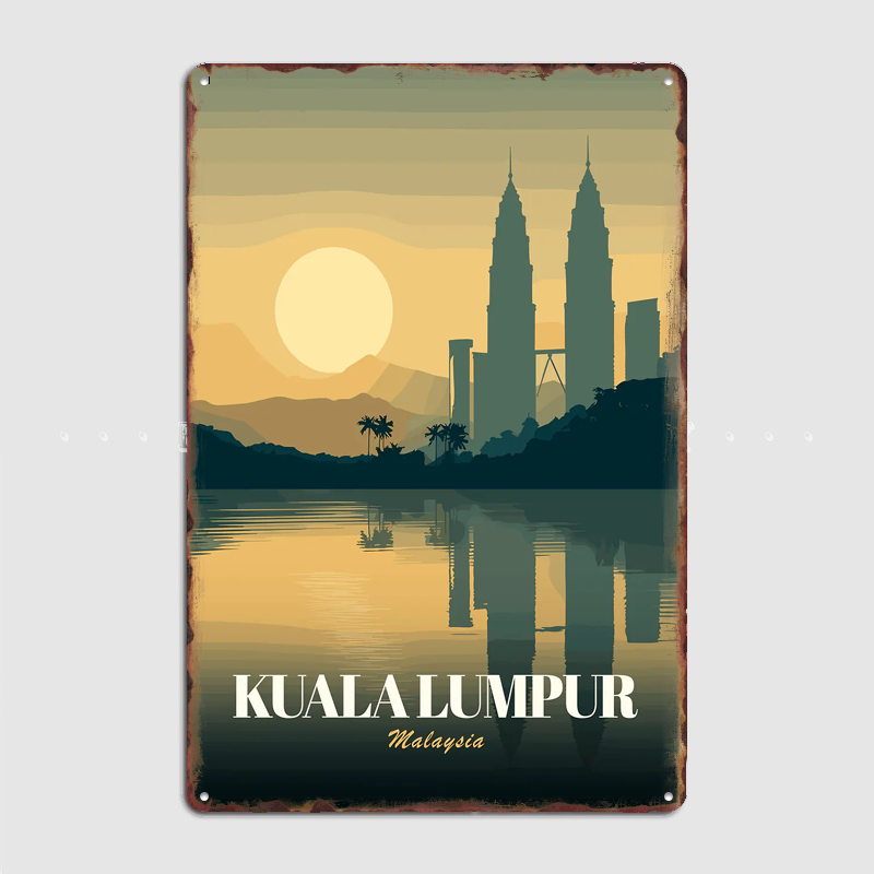 Home Decor Malaysia - 쿠알라룸푸르 말레이시아 여행 포스터 금속 사인