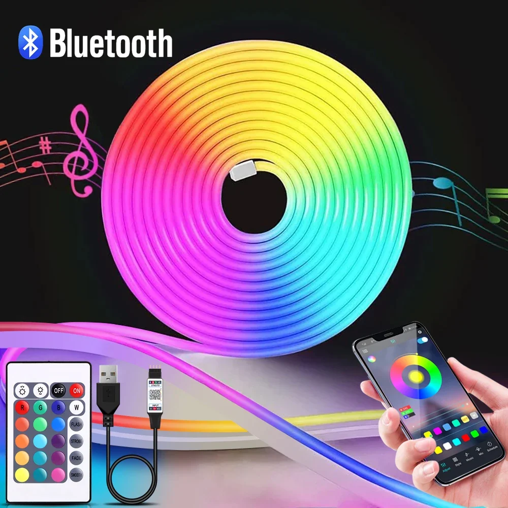 Home Decor Lamp - 1-5m RGB LED 네온 스트립 라이트