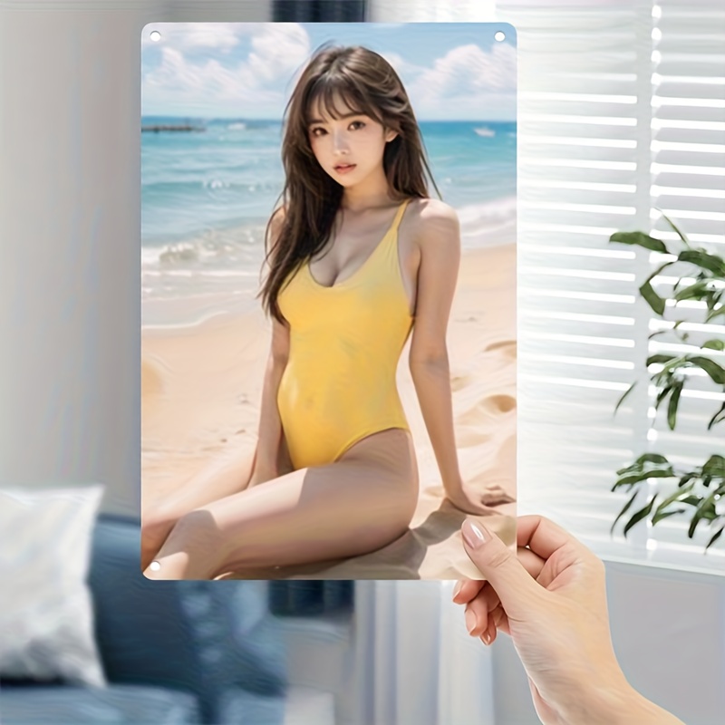 Home Decor Yellow - 2D 메탈 사인 빈티지 메탈 비치