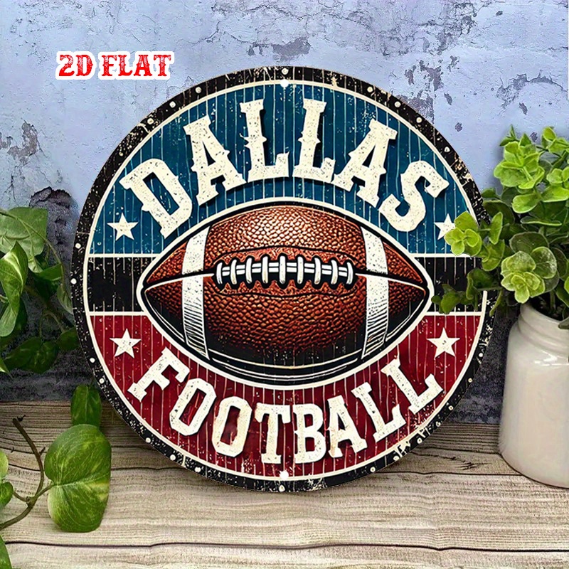2D 평면, 1개 달라스 풋볼 원형 알루미늄 간판 -  - Home Decor Dallas 리뷰 및 가격