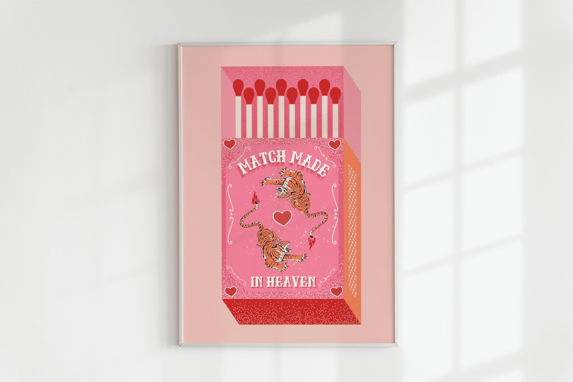 천국에서 만든 일치 핑크 성냥갑 벽 아트 인쇄 캔버스  - Home Decor Nepal 리뷰 및 가격