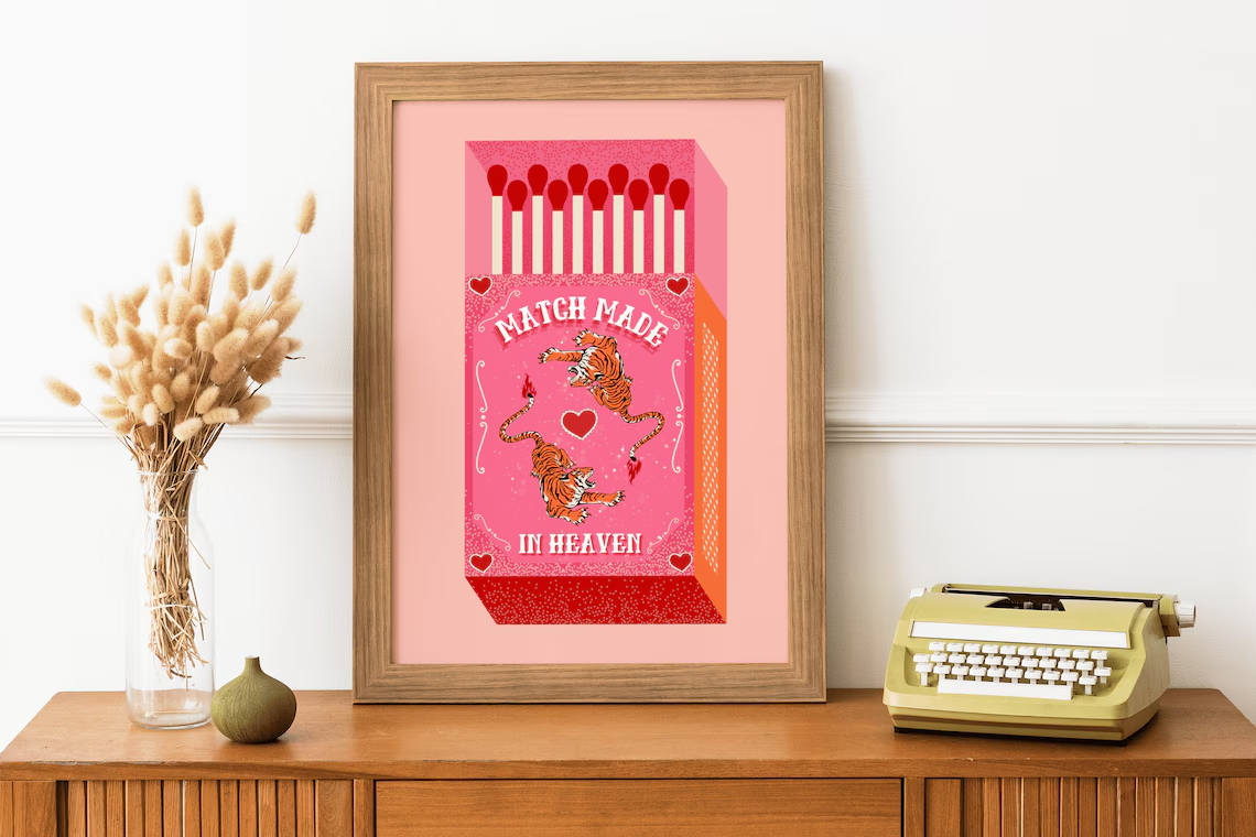 천국에서 만든 일치 핑크 성냥갑 벽 아트 인쇄 캔버스  - Home Decor Nepal 리뷰 및 가격