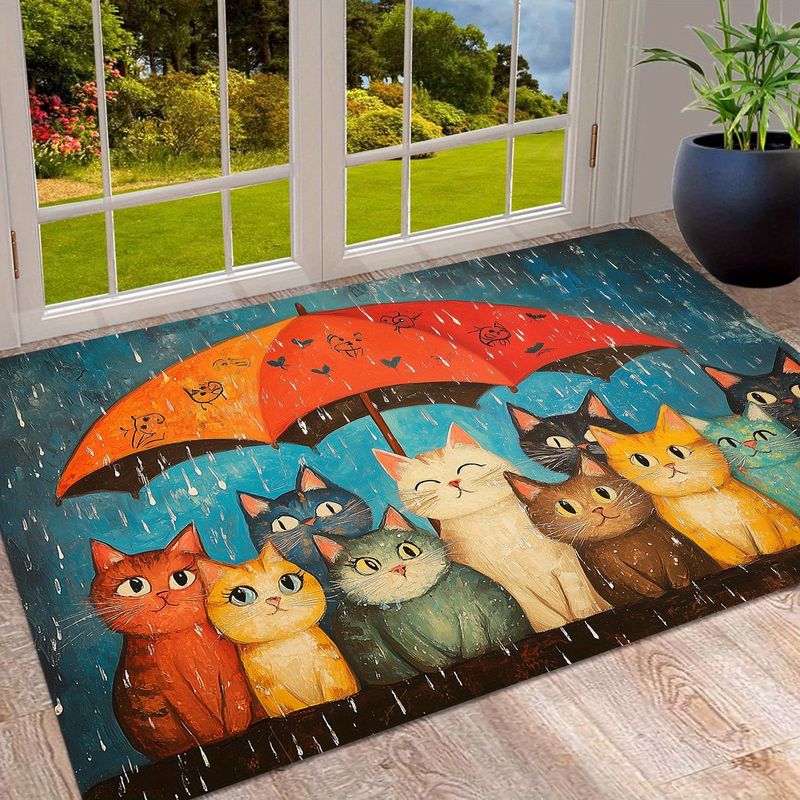 VIKAMA 비오는 날 우산을 쓴 고양이 바닥 매트 미 - Home Decor Under 1000 리뷰 및 가격