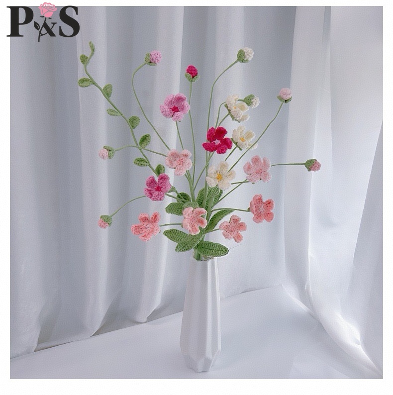 수제 크로 셰 뜨개질 꽃 Androsace 핑크 인공  - Home Decor Tulip 리뷰 및 가격