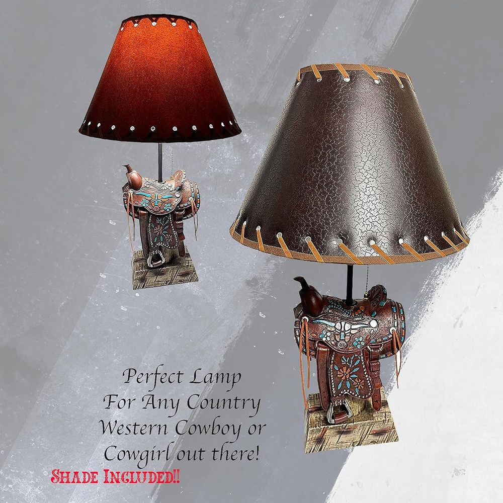 웨스턴 브라운 및 티얼 롱혼 카우보이 스타일 홈 데코  - Home Decor Lamp 리뷰 및 가격