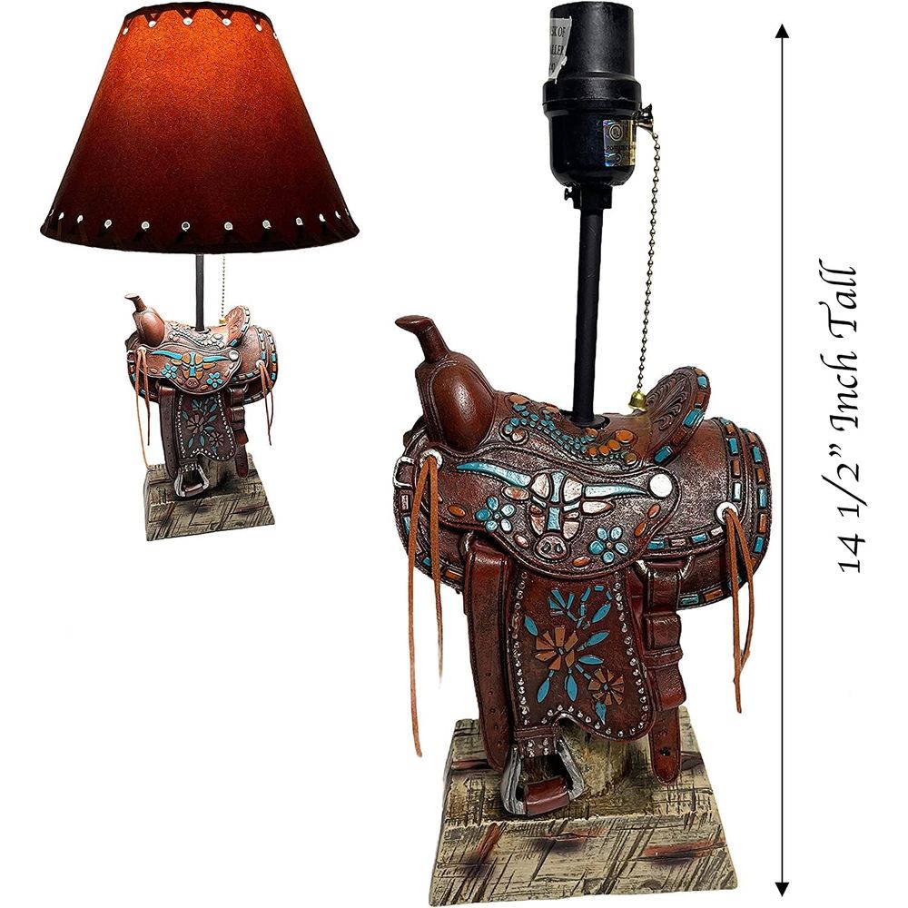 웨스턴 브라운 및 티얼 롱혼 카우보이 스타일 홈 데코  - Home Decor Lamp 리뷰 및 가격