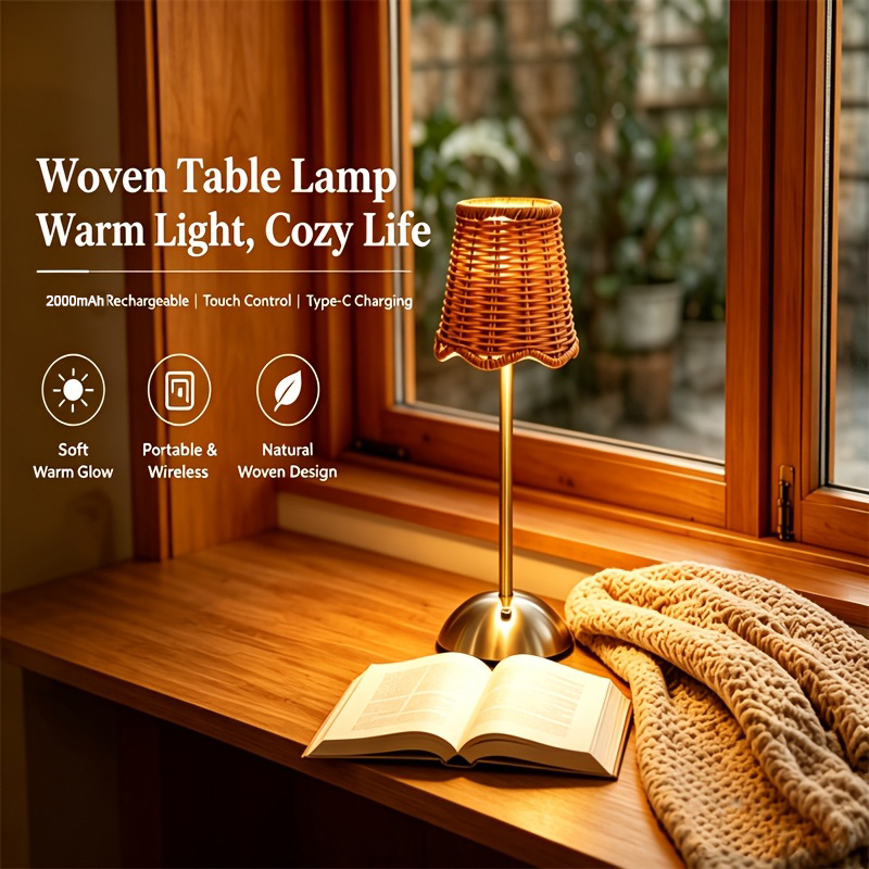 보헤미안 스타일의 라탄 아트 테이블 램프, 3단계 밝기 - Home Decor Lamp 리뷰 및 가격