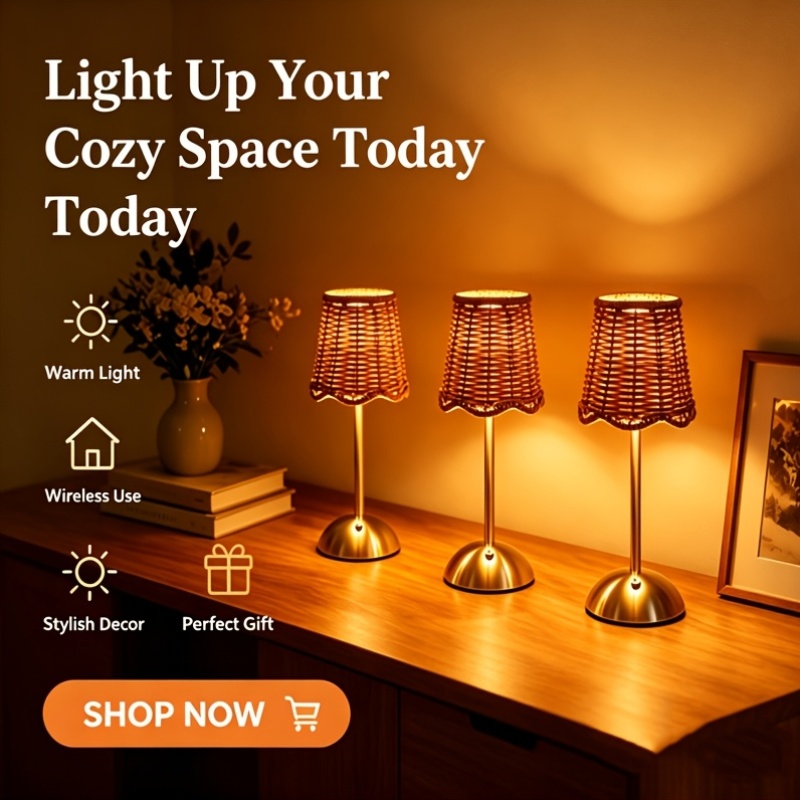 보헤미안 스타일의 라탄 아트 테이블 램프, 3단계 밝기 - Home Decor Lamp 리뷰 및 가격