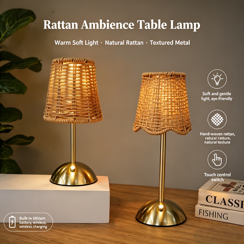 보헤미안 스타일의 라탄 아트 테이블 램프, 3단계 밝기 - Home Decor Lamp 리뷰 및 가격
