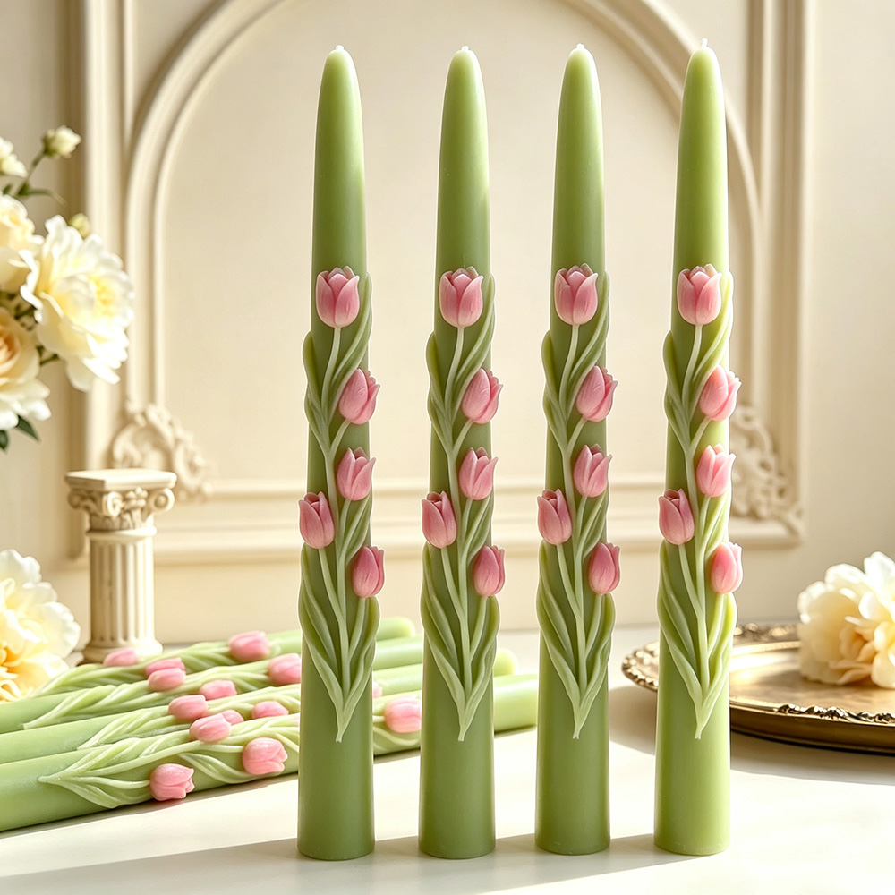 긴 막대 꽃 모양 테이퍼 양초 실리콘 몰드 3D 엠보싱 - Home Decor Tulip 리뷰 및 가격