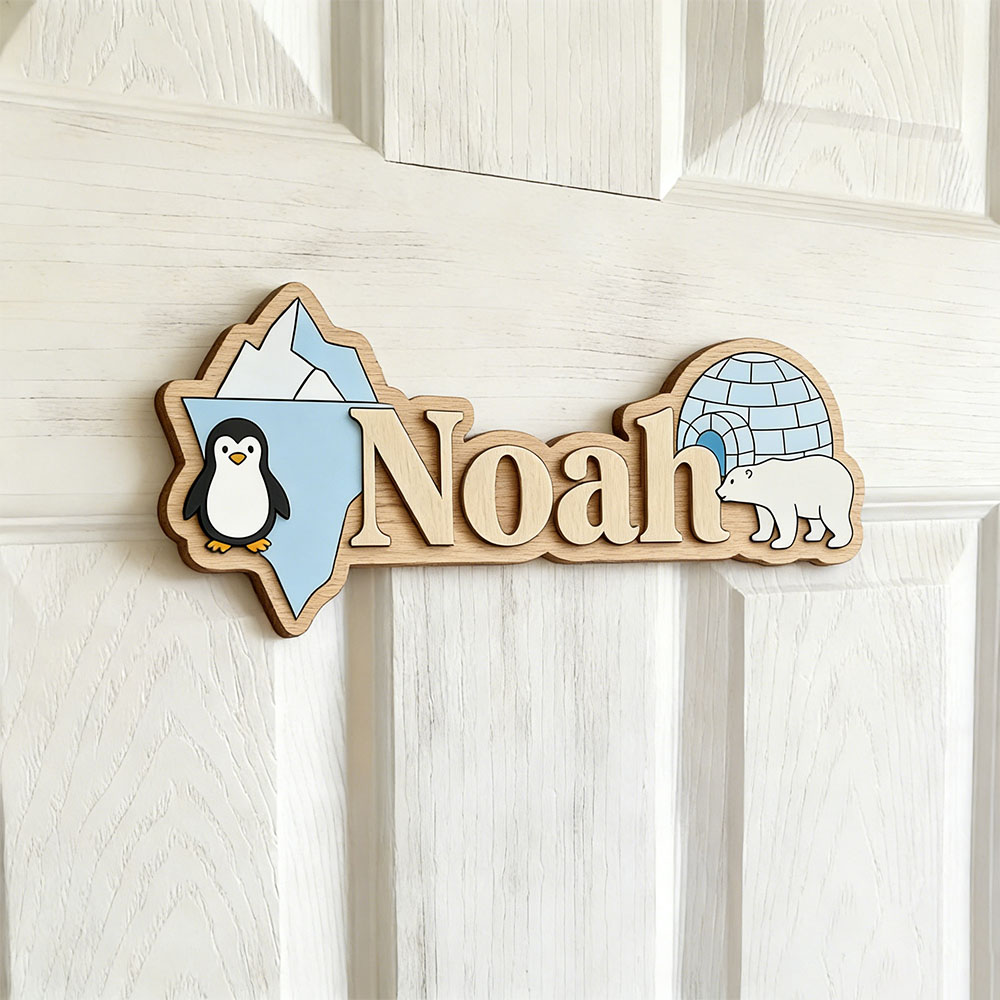 북극 펭귄 & 북극곰 맞춤 이름표시판, 얼음 동굴 보육 - Home Decor Wall Pictures 리뷰 및 가격