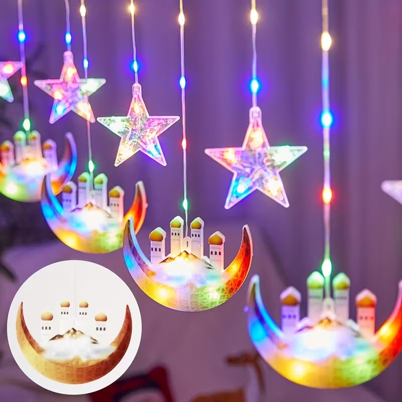 LED 달과 별 창문 커튼 조명 USB 전원 타이머 기 - String Curtain Light 리뷰 및 가격