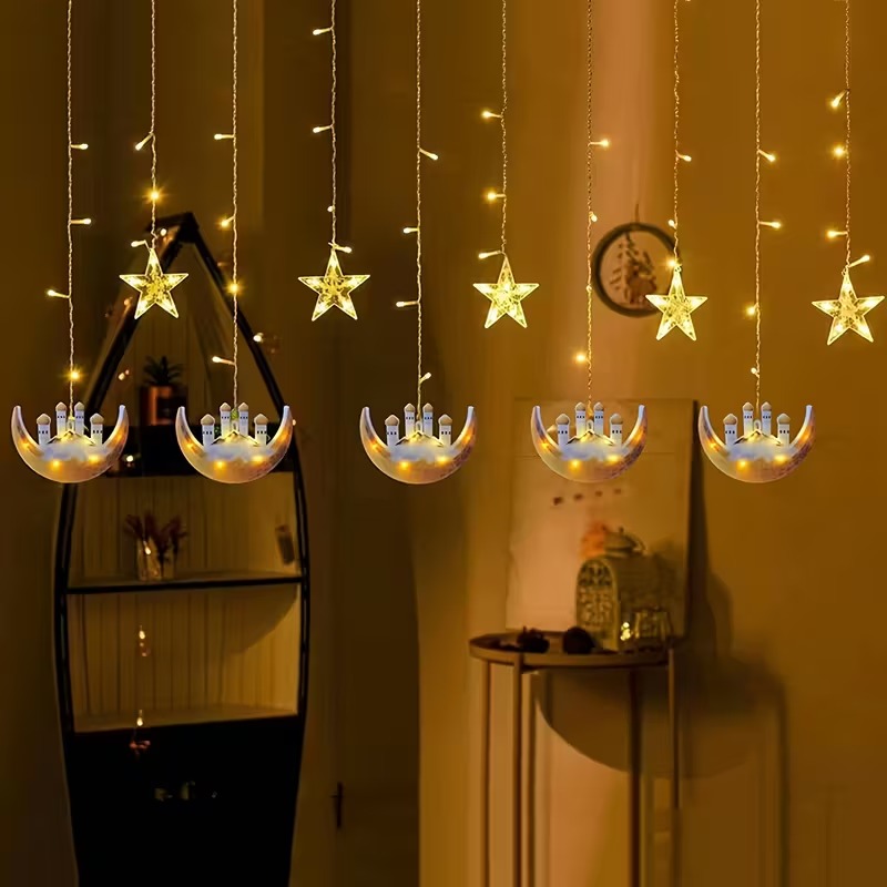 LED 달과 별 창문 커튼 조명 USB 전원 타이머 기 - String Curtain Light 리뷰 및 가격