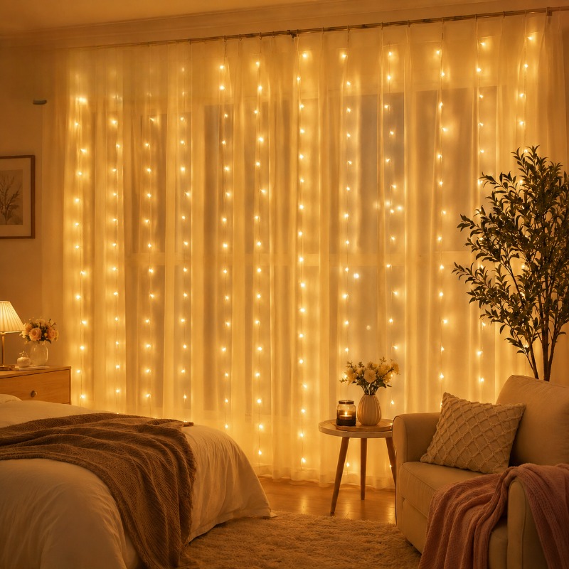3/4/6m 커튼 LED 스트링 조명 가랜드 USB 페 - String Curtain Light 리뷰 및 가격