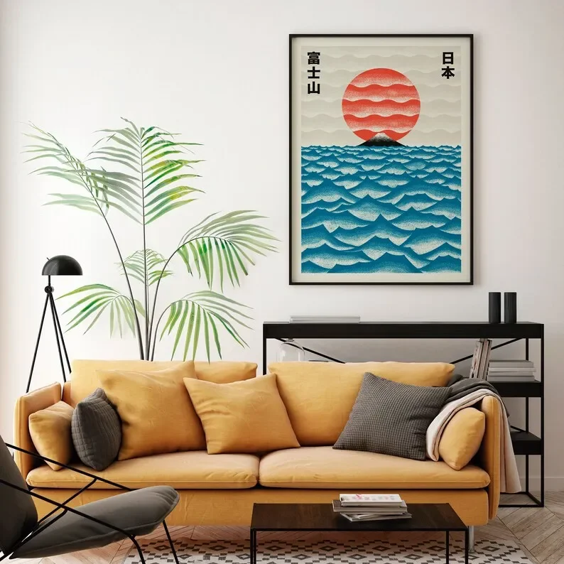 일본 현대 도쿄 아트 캔버스 포스터 일출 파도 후지산  - Home Decor Tokyo 리뷰 및 가격