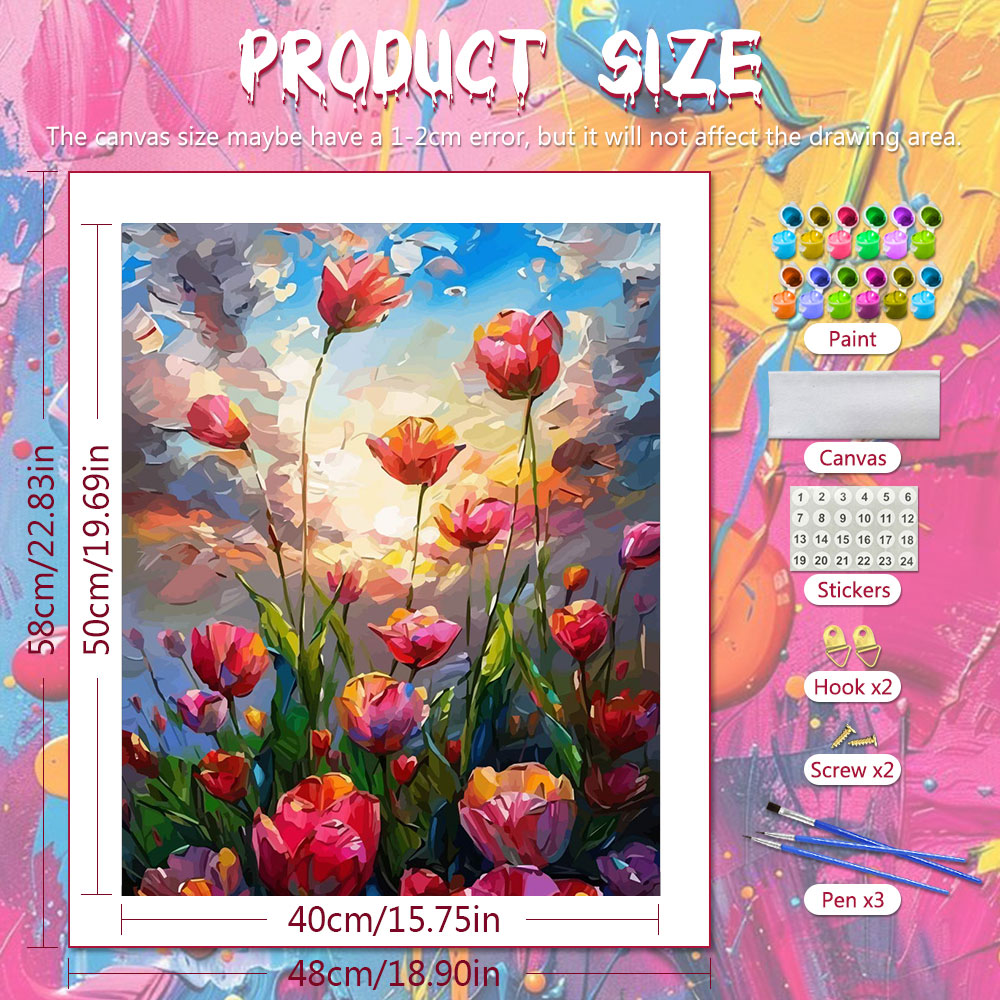 숫자로 그리는 유화 튤립 꽃 그림 디지털 유화 DIY  - Home Decor Tulip 리뷰 및 가격
